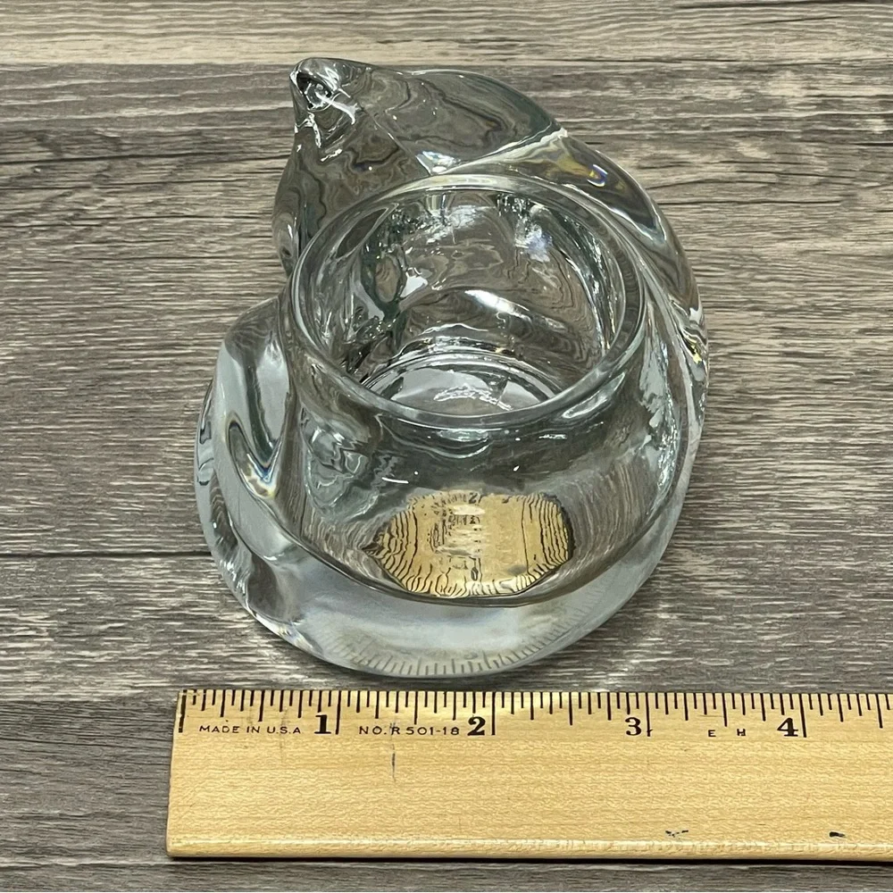 Cute Clear Glass sleeping cat Figurine cotive candle holder‎